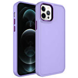 Apple iPhone 13 Pro Max Kılıf Metal Çerçeve ve Buton Tasarımlı Sert Zore Botox Kapak-Lila