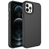 iPhone 14 Pro Uyumlu Metal Çerçeve ve Buton Tasarımlı Sert Zore Botox Kılıf-Siyah