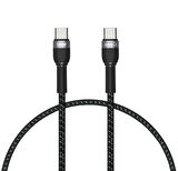 Siyah Shira Serisi Type-c to Type-c PD Kablo 30 Cm-Zore