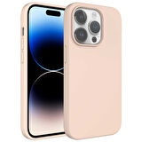 iPhone 14 Pro Uyumlu Sıvı Teknolojili Silinebilir Sert Zore Kivi Kılıf-Pembe Açık