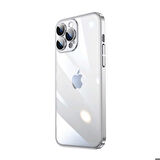 iPhone 14 Pro Max Uyumlu Sert PC Renkli Çerçeveli Ensueno Riksos Kapak-Gümüş