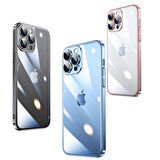 iPhone 14 Pro Uyumlu Sert PC Renkli Çerçeveli Zore Riksos Kılıf-Gümüş