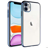 iPhone 11 Uyumlu Sert PC Renkli Çerçeveli Zore Riksos Kapak-Mavi