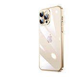 iPhone 13 Pro Uyumlu Sert PC Renkli Çerçeveli Zore Riksos Kılıf-Gold