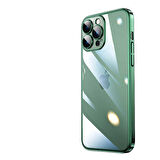 iPhone 13 Pro Uyumlu Sert PC Renkli Çerçeveli Zore Riksos Kılıf-Koyu Yeşil