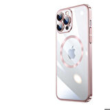 iPhone 14 Pro Max Uyumlu Wireless Şarj Özellikli Sert PC Zore Riksos Magsafe Kapak-Rose Gold