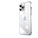 Apple iPhone 14 Pro Kılıf Wireless Şarj Özellikli Sert PC Zore Riksos Magsafe Kapak-Gümüş