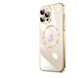 iPhone 14 Pro Uyumlu Wireless Şarj Özellikli Sert PC Zore Riksos Magsafe Kılıf-Gold