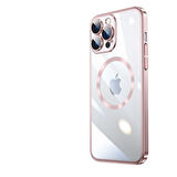 iPhone 14 Pro Uyumlu Wireless Şarj Özellikli Sert PC Zore Riksos Magsafe Kapak-Rose Gold