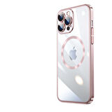 iPhone 14 Pro Uyumlu Wireless Şarj Özellikli Sert PC Zore Riksos Magsafe Kılıf-Rose Gold