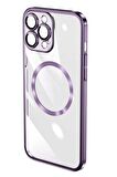 Apple iPhone 14 Pro Kılıf Kamera ve Lens Korumalı Magsafe Şeffaf Renkli Çerçeveli Sert PC Lüx Kapak