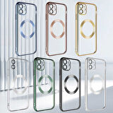 iPhone 11 Uyumlu Wireless Şarj Özellikli Sert PC Zore Riksos Magsafe Kılıf-Gold