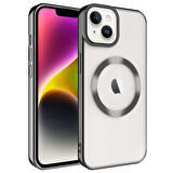 iPhone 14 Uyumlu Magsafe Wireless Şarj Özellikli Zore Setro Silikon-Siyah