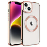 iPhone 14 Uyumlu Magsafe Wireless Şarj Özellikli Zore Setro Silikon-Rose Gold