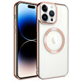 iPhone 14 Pro Max Uyumlu Magsafe Wireless Şarj Özellikli Zore Setro Silikon-Rose Gold
