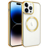 iPhone 14 Pro Uyumlu Magsafe Wireless Şarj Özellikli Zore Setro Silikon-Gold