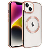 iPhone 14 Plus Uyumlu Magsafe Wireless Şarj Özellikli Zore Setro Silikon-Rose Gold