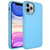 iPhone 12 Pro Uyumlu Metal Çerçeve ve Buton Tasarımlı Silikon Zore Luna Kılıf-Sierra Mavi