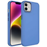 iPhone 12 Uyumlu Metal Çerçeve ve Buton Tasarımlı Silikon Zore Luna Kılıf-Lavendery Gray