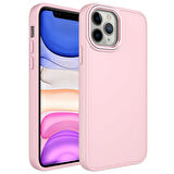 iPhone 12 Pro Max Uyumlu Metal Çerçeve ve Buton Tasarımlı Silikon Zore Luna Kılıf-Pembe