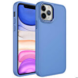 iPhone 12 Pro Max Uyumlu Metal Çerçeve ve Buton Tasarımlı Silikon Ensueno Luna Kapak-Lavendery Gr