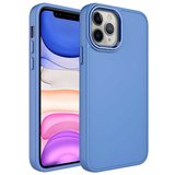 iPhone 12 Pro Max Uyumlu Metal Çerçeve ve Buton Tasarımlı Silikon NRTK Luna Kılıf-Lavendery Gr