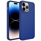iPhone 14 Pro Max Uyumlu Metal Çerçeve ve Buton Tasarımlı Silikon Zore Luna Kapak-Lacivert