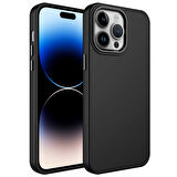 iPhone 14 Pro Uyumlu Metal Çerçeve ve Buton Tasarımlı Silikon Zore Luna Kılıf-Siyah