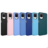 Galaxy M32 Uyumlu Metal Çerçeve ve Buton Tasarımlı Silikon Zore Luna Kapak-Lila