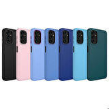 Galaxy A13 4G Uyumlu Metal Çerçeve ve Buton Tasarımlı Silikon Zore Luna Kapak-Lavendery Gray