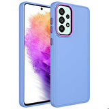 Galaxy A33 5G Uyumlu Metal Çerçeve ve Buton Tasarımlı Silikon Zore Luna Kapak-Lila