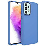 Galaxy A33 5G Uyumlu Metal Çerçeve ve Buton Tasarımlı Silikon Zore Luna Kapak-Lavendery Gray
