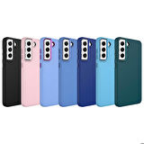 Galaxy S21 FE Uyumlu Metal Çerçeve ve Buton Tasarımlı Silikon Zore Luna Kapak-Lavendery Gray