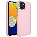 Galaxy A03 Uyumlu Metal Çerçeve ve Buton Tasarımlı Silikon Zore Luna Kapak-Pembe