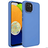 Galaxy A03 Uyumlu Metal Çerçeve ve Buton Tasarımlı Silikon Zore Luna Kapak-Lavendery Gray