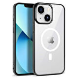 iPhone 14 Uyumlu Zore Wireless Şarj Özellikli Pixel Magsafe Kılıf-Siyah