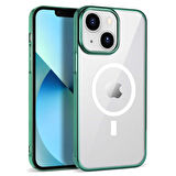 iPhone 14 Uyumlu Zore Wireless Şarj Özellikli Pixel Magsafe Kılıf-Koyu Yeşil