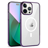 iPhone 14 Pro Uyumlu Zore Wireless Şarj Özellikli Pixel Magsafe Kılıf-Derin Mor