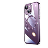 iPhone 14 Uyumlu Wireless Şarj Özellikli Sert PC Zore Riksos Magsafe Kılıf-Derin Mor