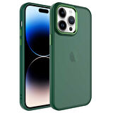iPhone 14 Pro Max Uyumlu Buzlu Sert PC Zore May Kılıf-Koyu Yeşil