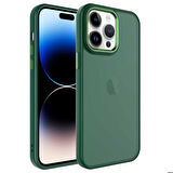 iPhone 14 Pro Uyumlu Buzlu Sert PC Zore May Kapak-Koyu Yeşil