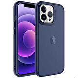 iPhone 13 Pro Uyumlu Buzlu Sert PC Zore May Kapak-Lacivert