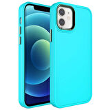 iPhone 11 Uyumlu Metal Çerçeve ve Buton Tasarımlı Sert Zore Botox Kılıf-Turkuaz