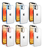 Apple iPhone 12 Kılıf Kamera Korumalı Renkli Çerçeveli Zore Garaj Kapak-Gümüş