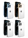 iPhone 12 Pro Max Uyumlu Kamera Korumalı Renkli Çerçeveli NRTK Garaj Kılıf-Mavi Açık