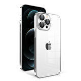 Apple iPhone 12 Pro Max Kılıf Kamera Korumalı Renkli Çerçeveli Zore Garaj Kapak-Gümüş