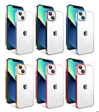 iPhone 13 Uyumlu Kamera Korumalı Renkli Çerçeveli Ensueno Garaj Kapak-Kırmızı