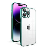 iPhone 13 Pro Max Uyumlu Kamera Korumalı Renkli Çerçeveli Zore Garaj Kılıf-Koyu Yeşil