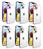 Apple iPhone 14 Kılıf Kamera Korumalı Renkli Çerçeveli Zore Garaj Kapak-Gold