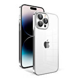 iPhone 14 Pro Uyumlu Kamera Korumalı Renkli Çerçeveli Zore Garaj Kapak-Gümüş